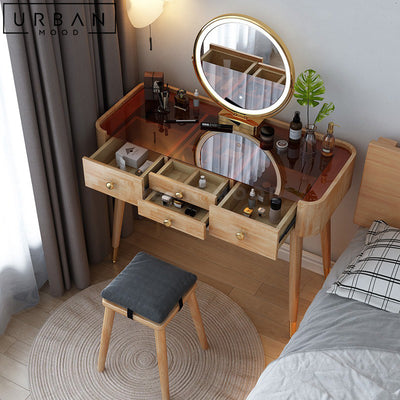 STYLE Rustic Solid Wood Vanity Table Set