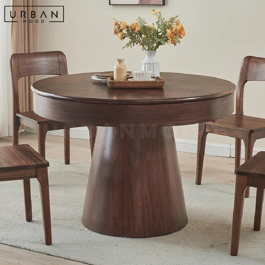 SUNE Modern Extendable Solid Wood Round Dining Table