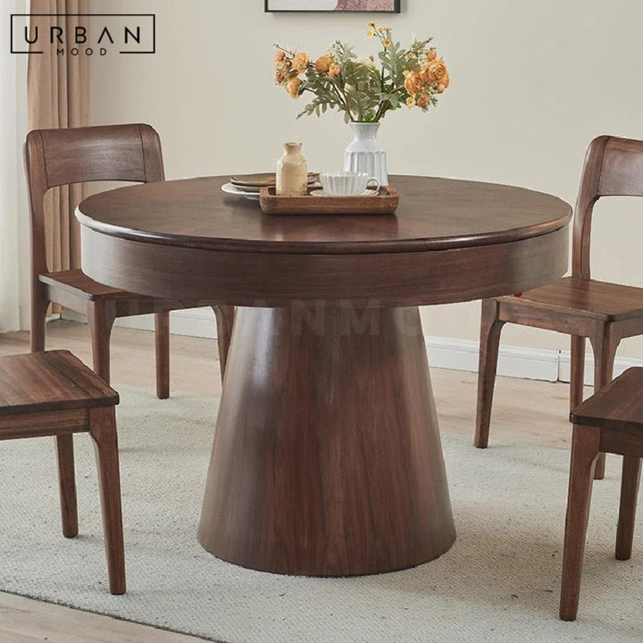 SUNE Modern Extendable Solid Wood Round Dining Table