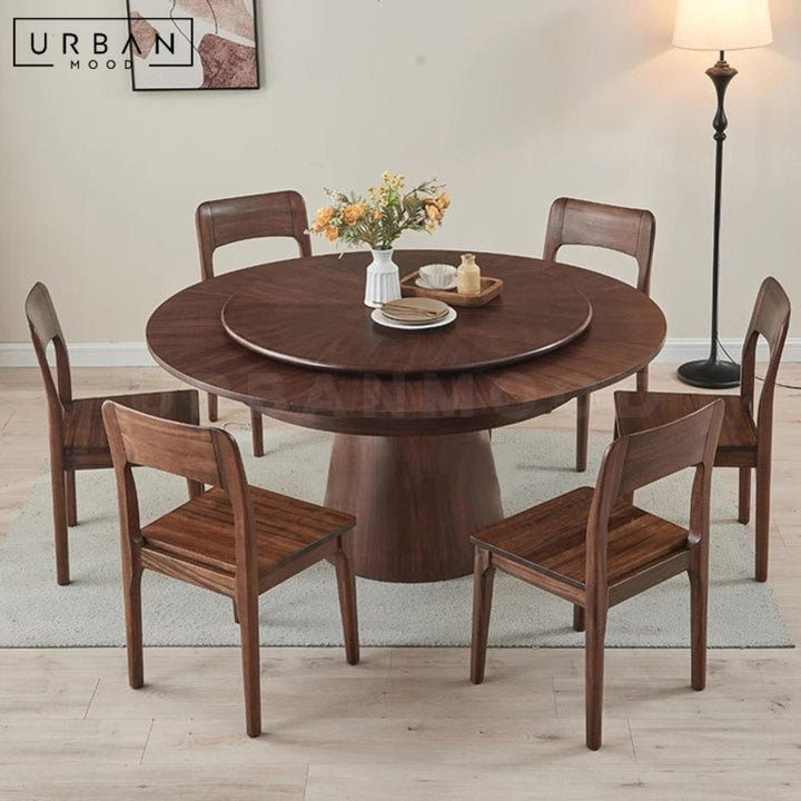 SUNE Modern Extendable Solid Wood Round Dining Table