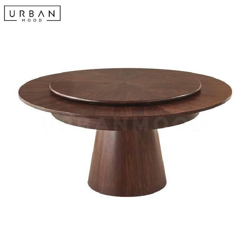 SUNE Modern Extendable Solid Wood Round Dining Table