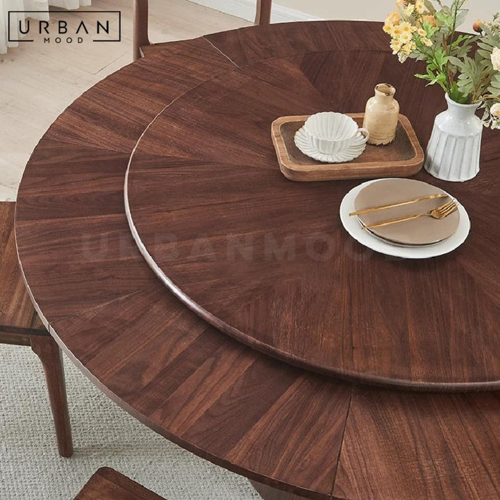 SUNE Modern Extendable Solid Wood Round Dining Table