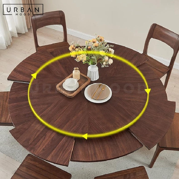 SUNE Modern Extendable Solid Wood Round Dining Table