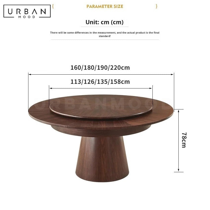 SUNE Modern Extendable Solid Wood Round Dining Table