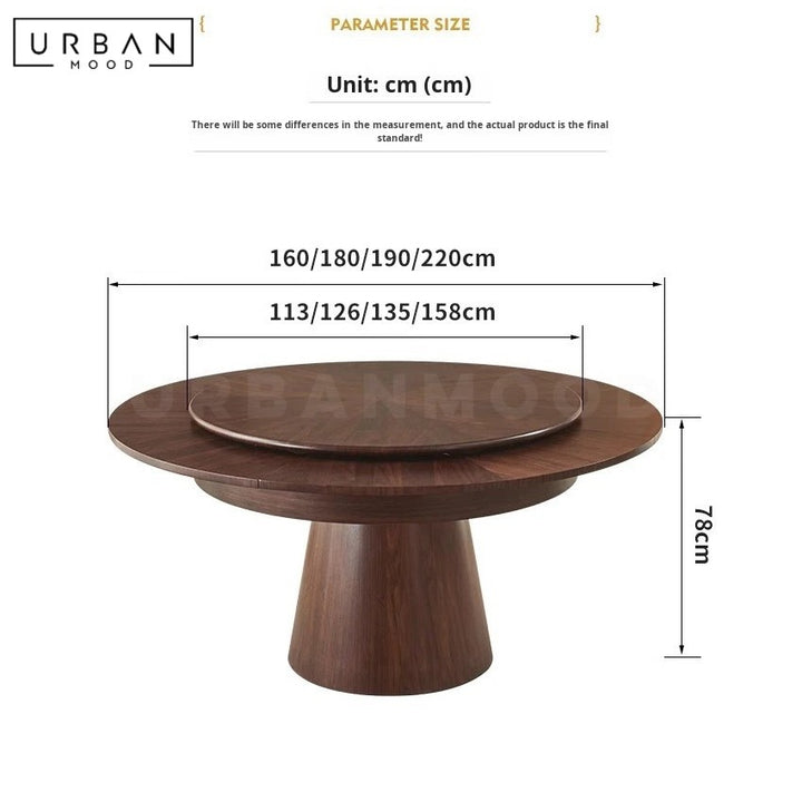 SUNE Modern Extendable Solid Wood Round Dining Table