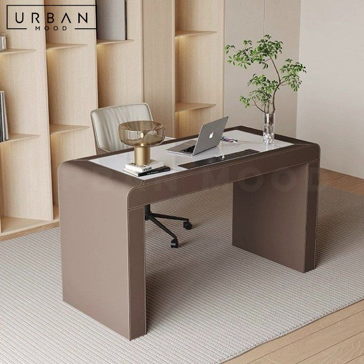 SVANS Modern Saddle Leather Study Table