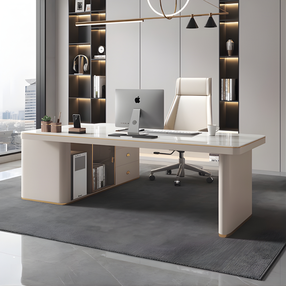 SYLVE Modern Sintered Stone Office Table - Urban Mood Singapore