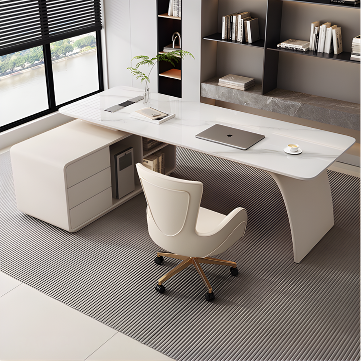 SYLVE Modern Sintered Stone Office Table - Urban Mood Singapore