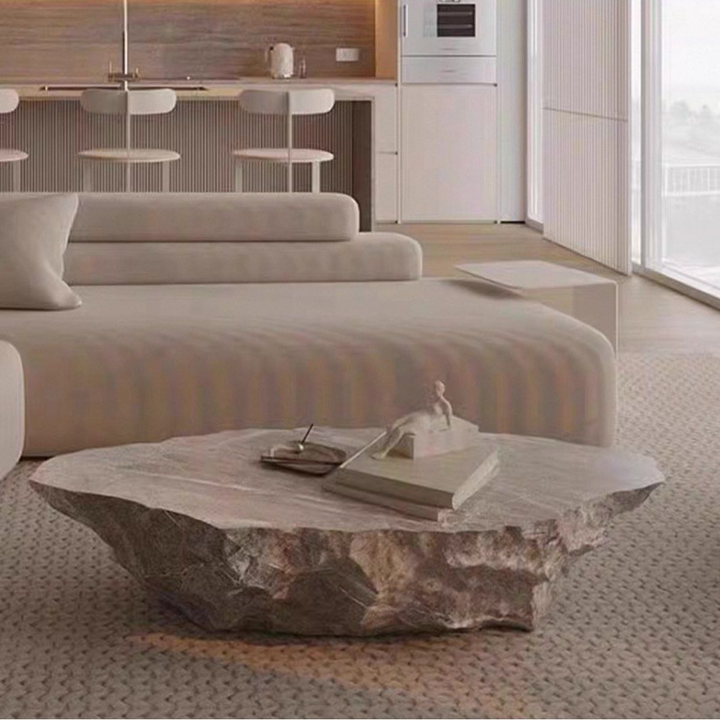 SYNCO Modern Travertine Coffee Table - Urban Mood Singapore