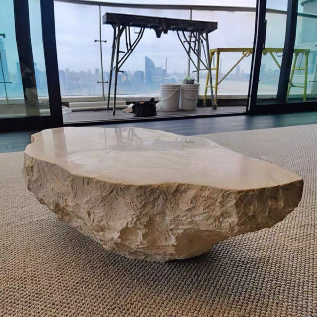 SYNCO Modern Travertine Coffee Table - Urban Mood Singapore