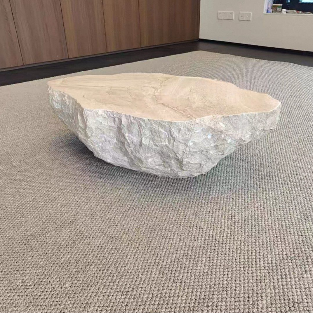 SYNCO Modern Travertine Coffee Table - Urban Mood Singapore