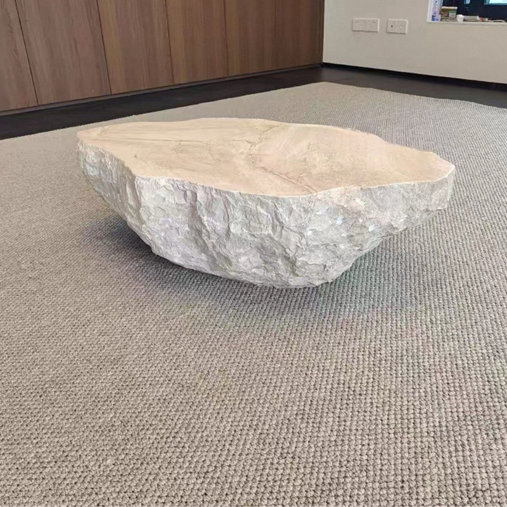SYNCO Modern Travertine Coffee Table - Urban Mood Singapore