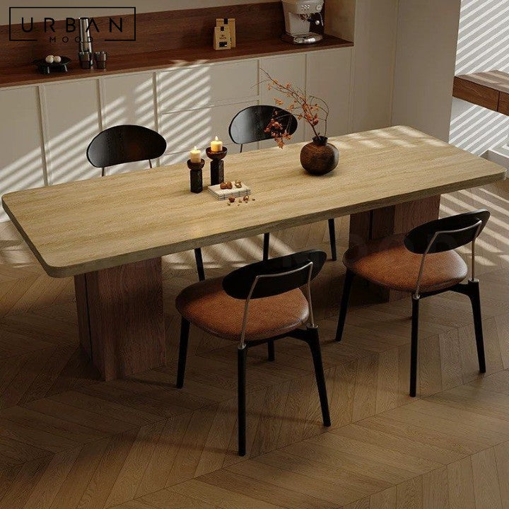 SYUNE Modern Travertine Dining Table