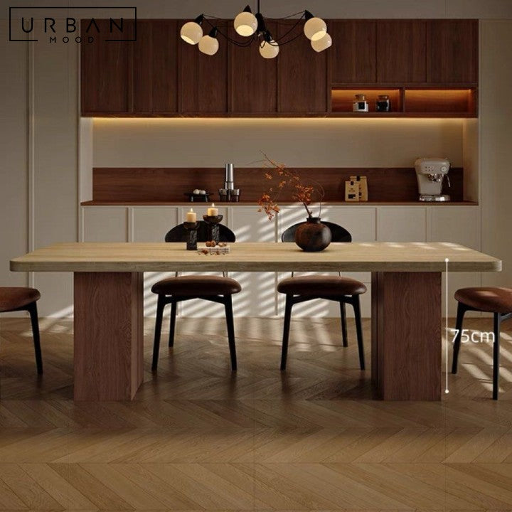 SYUNE Modern Travertine Dining Table