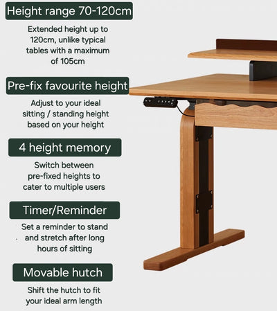 SAO Japandi Adjustable Solid Wood Study Table