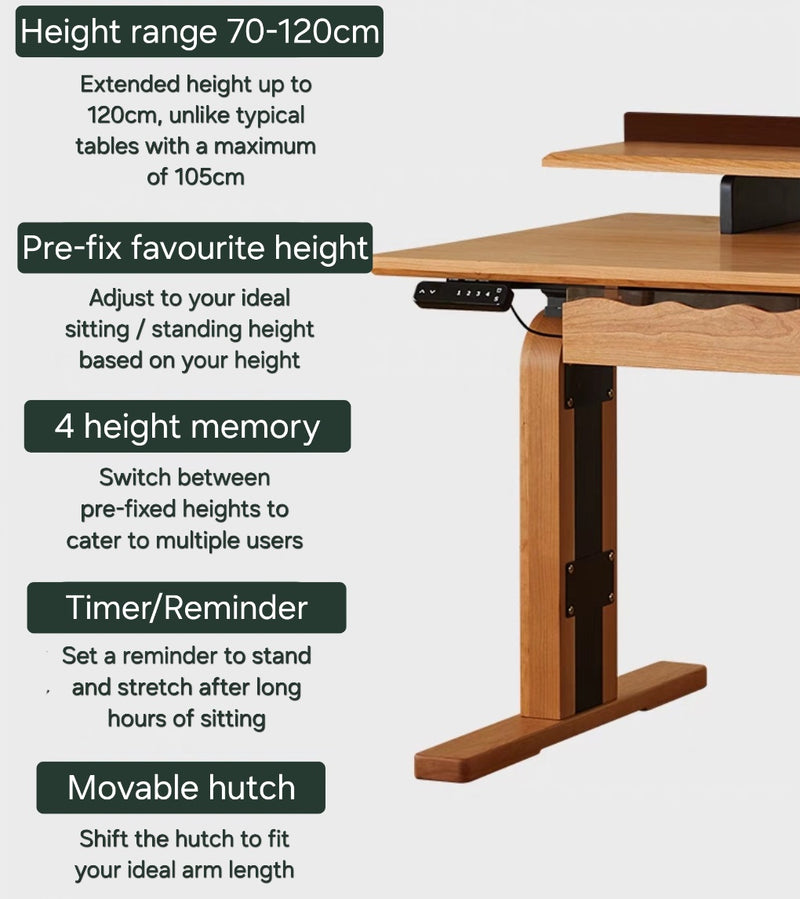 SAO Japandi Adjustable Solid Wood Study Table