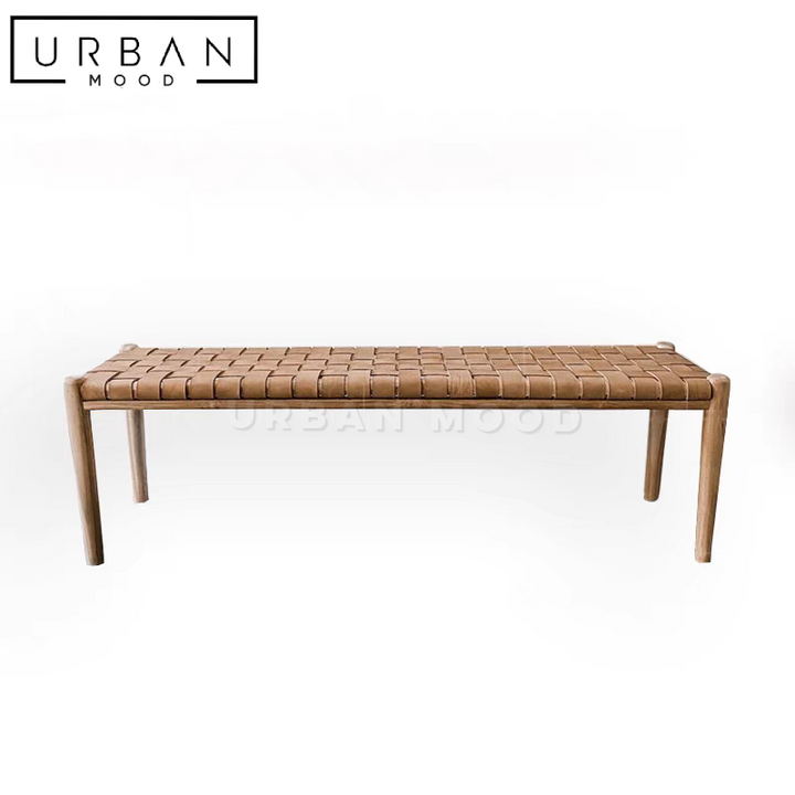 SHANG Vintage Leather Bench