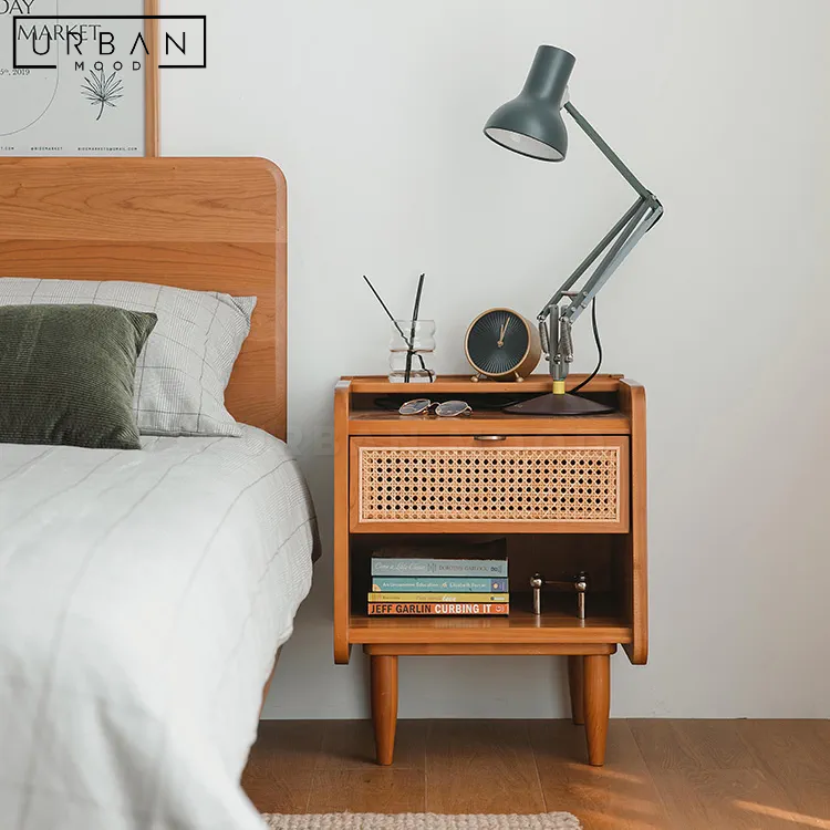 SPOTTY Rustic Rattan Side Table – Urban Mood