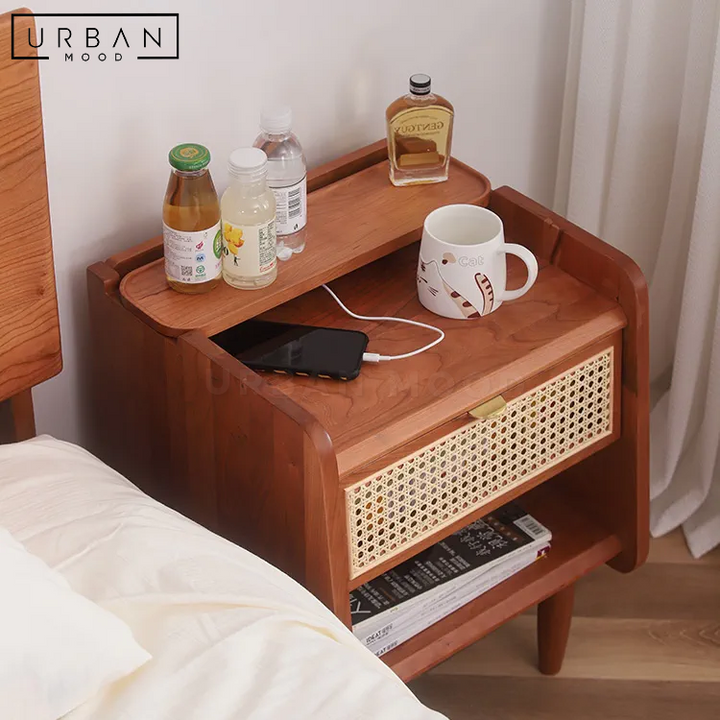 SPOTTY Rustic Rattan Side Table