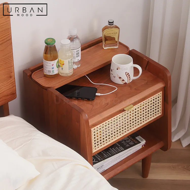 SPOTTY Rustic Rattan Side Table – Urban Mood