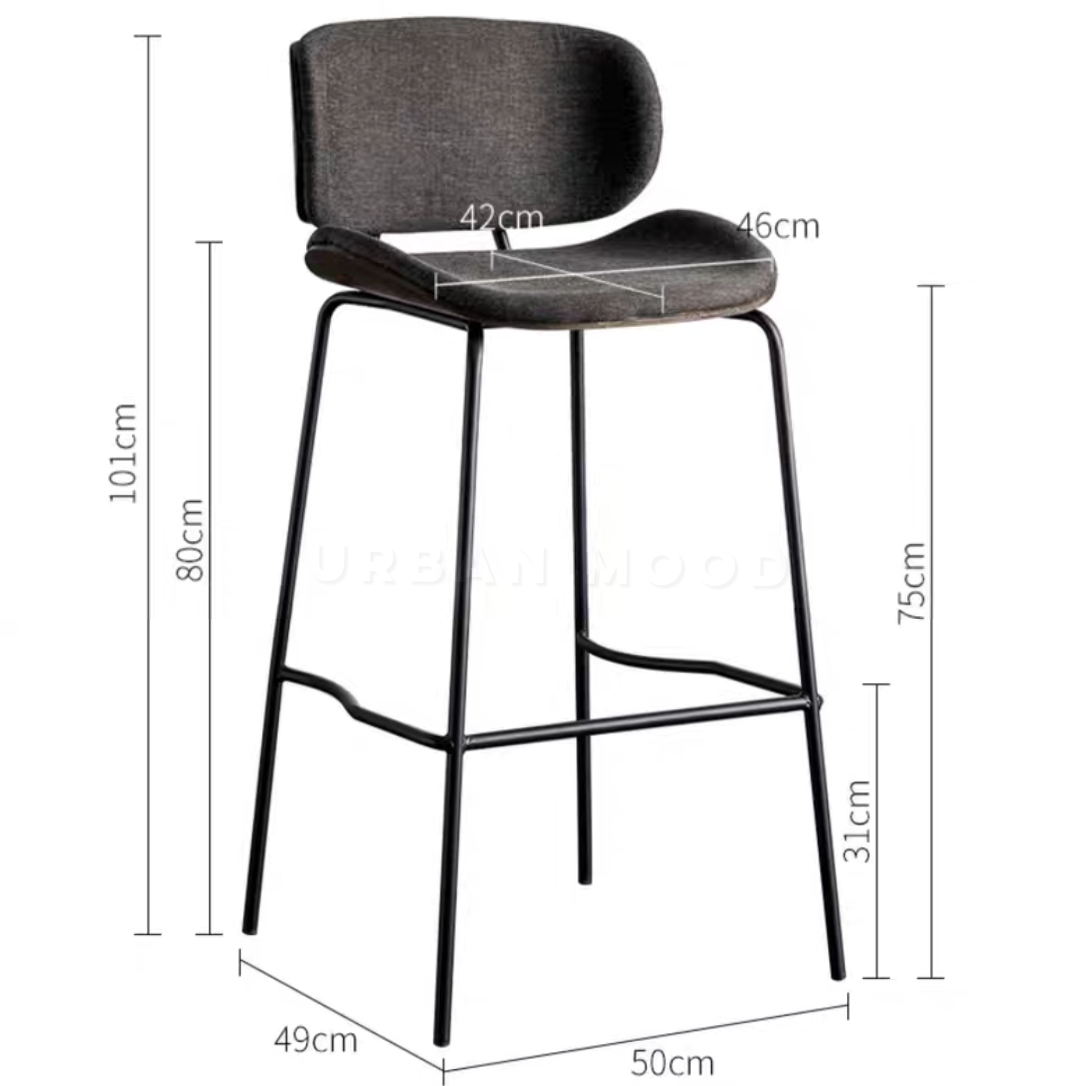 STAUNCH Modern Fabric Bar Stool