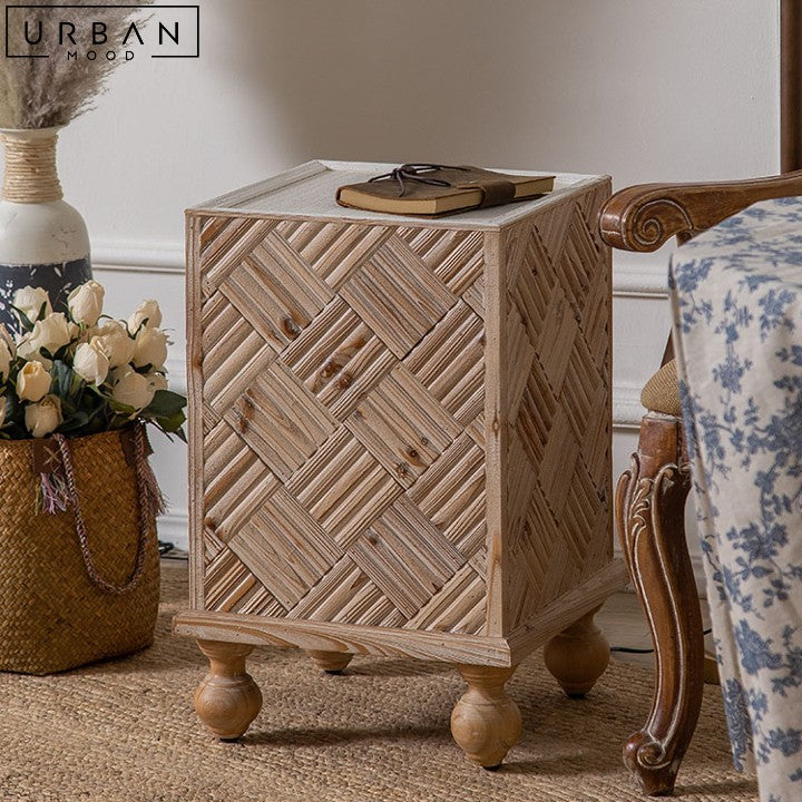 TALYA Rustic Solid Wood Side Table