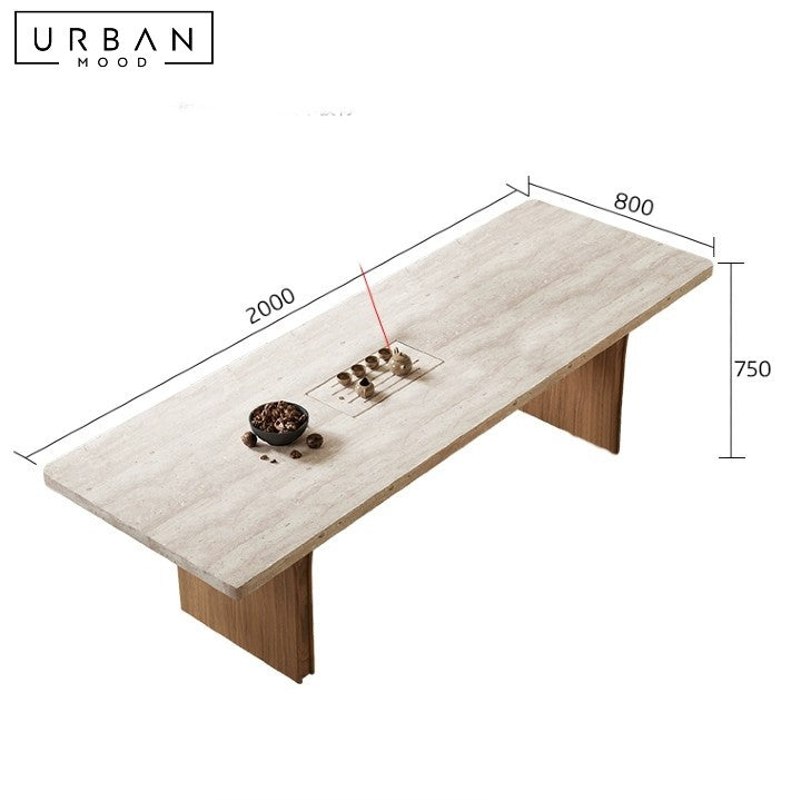 TANKA Modern Travertine Dining Table