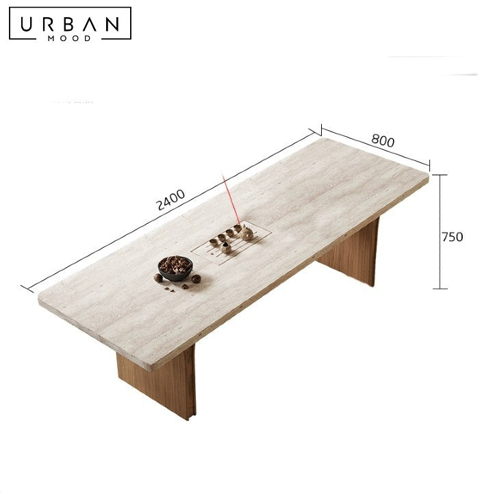 TANKA Modern Travertine Dining Table