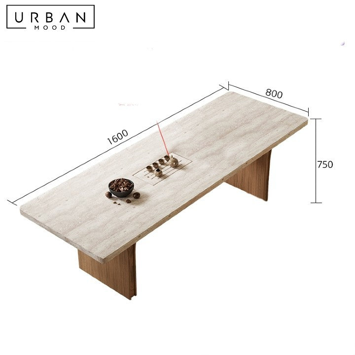TANKA Modern Travertine Dining Table
