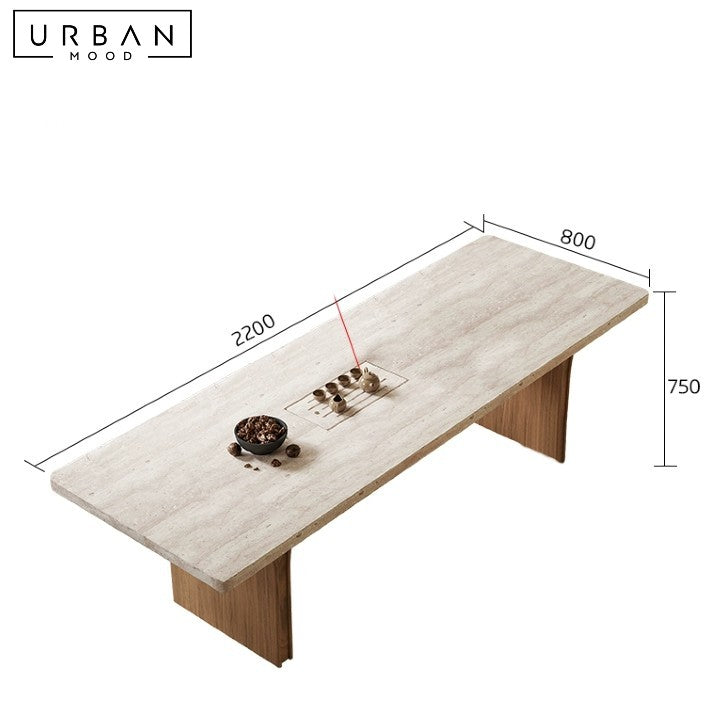 TANKA Modern Travertine Dining Table