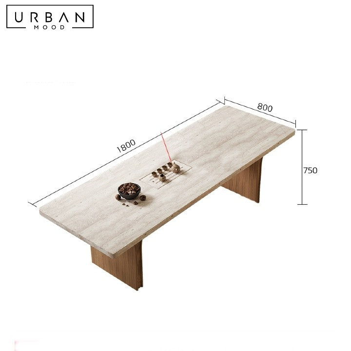 TANKA Modern Travertine Dining Table