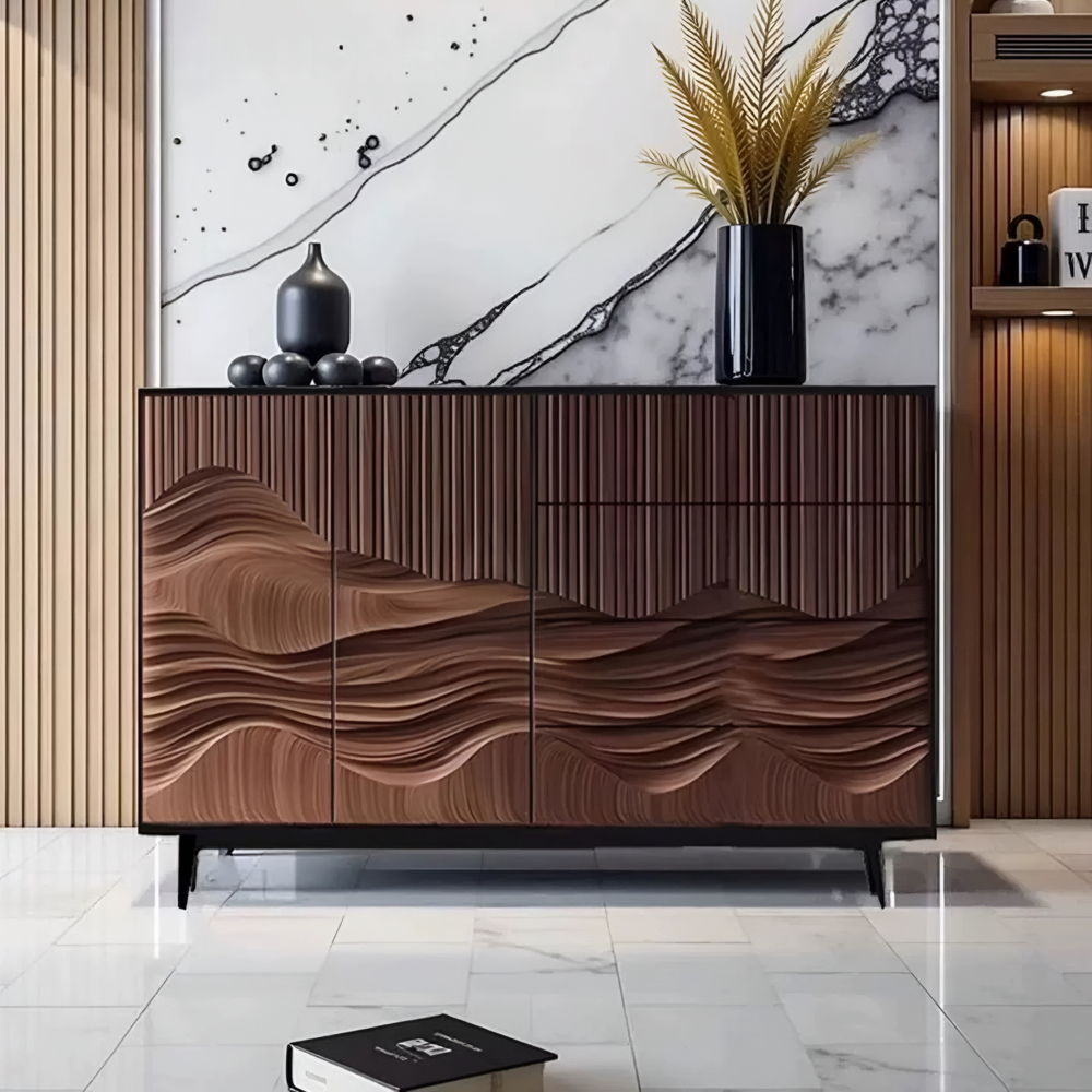 TAVESCO Rustic Walnut Wood Sideboard - Urban Mood Singapore
