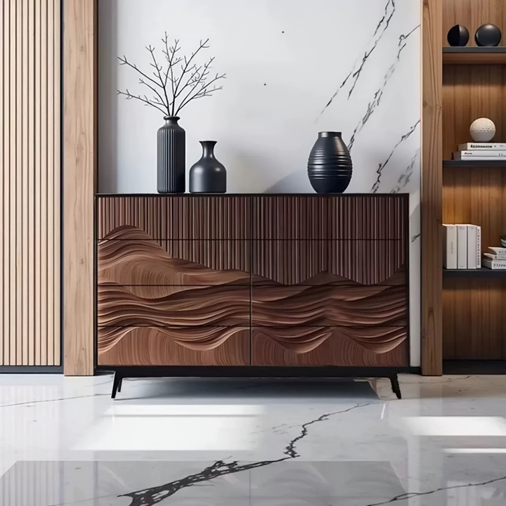 TAVESCO Rustic Walnut Wood Sideboard - Urban Mood Singapore