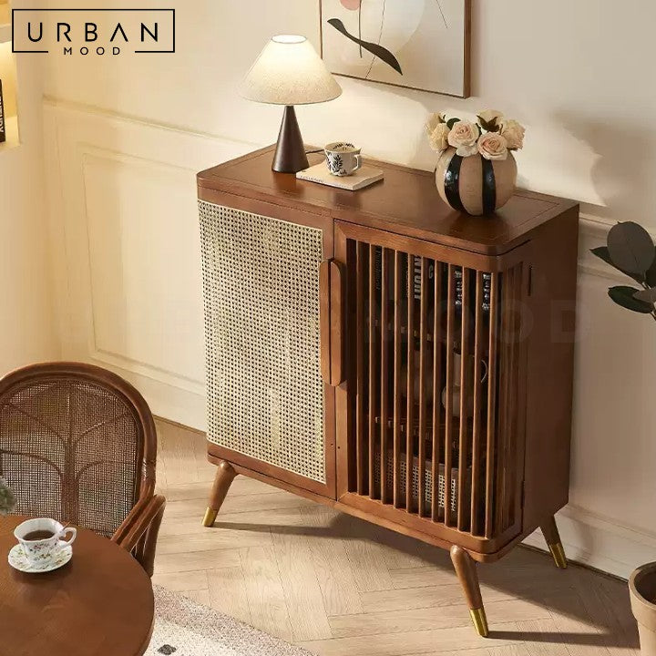 TEREZIE Rustic Rattan Sideboard