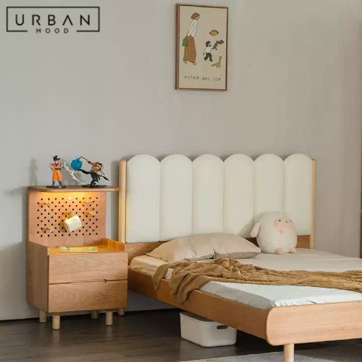 TESSO Japandi Solid Wood Bedside Table