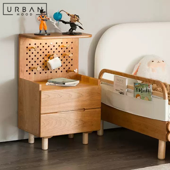 TESSO Japandi Solid Wood Bedside Table
