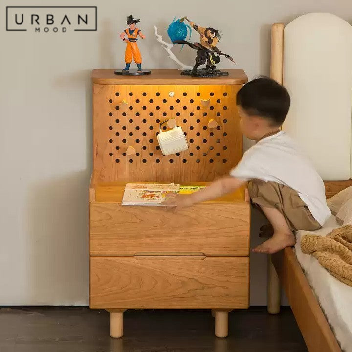 TESSO Japandi Solid Wood Bedside Table