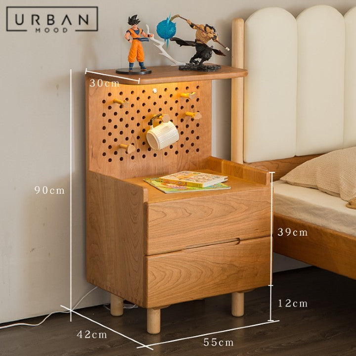 TESSO Japandi Solid Wood Bedside Table