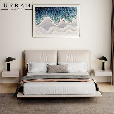 THUNE Modern Floating Leather Bedframe