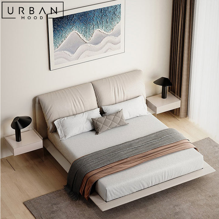 THUNE Modern Floating Leather Bedframe