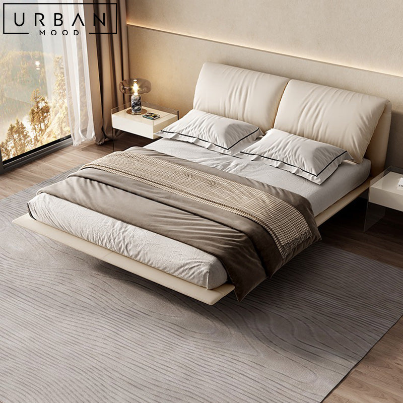 THUNE Modern Floating Leather Bedframe