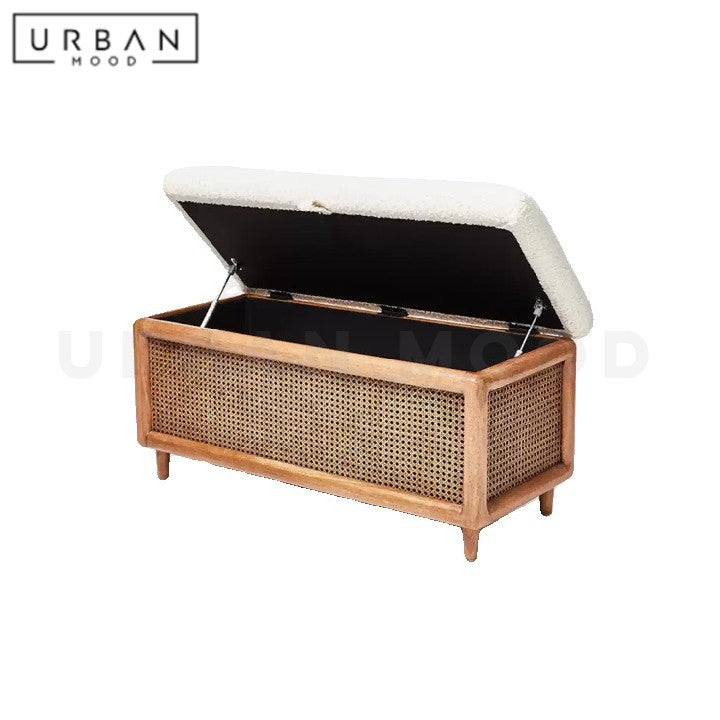 TOLS Vintage Rattan Storage Bench