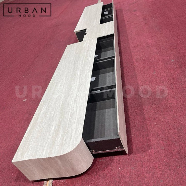 TRAVEN Modern Travertine TV Console