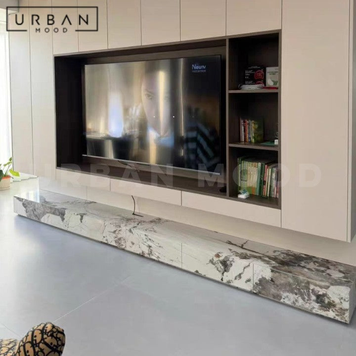 TRAVEN Modern Travertine TV Console