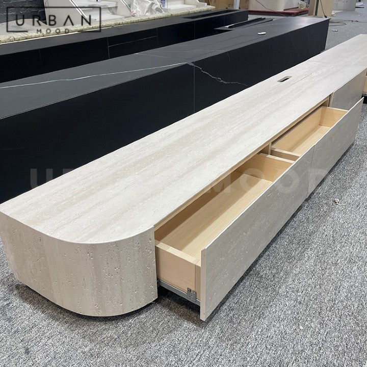 TRAVEN Modern Travertine TV Console