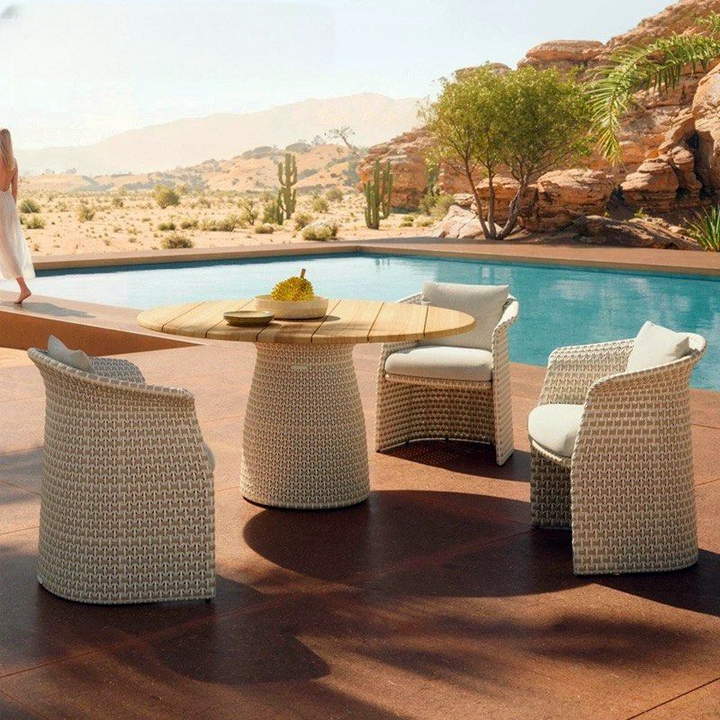 TRENWICK Modern Teak Wood Outdoor Table & Chairs - Urban Mood Singapore