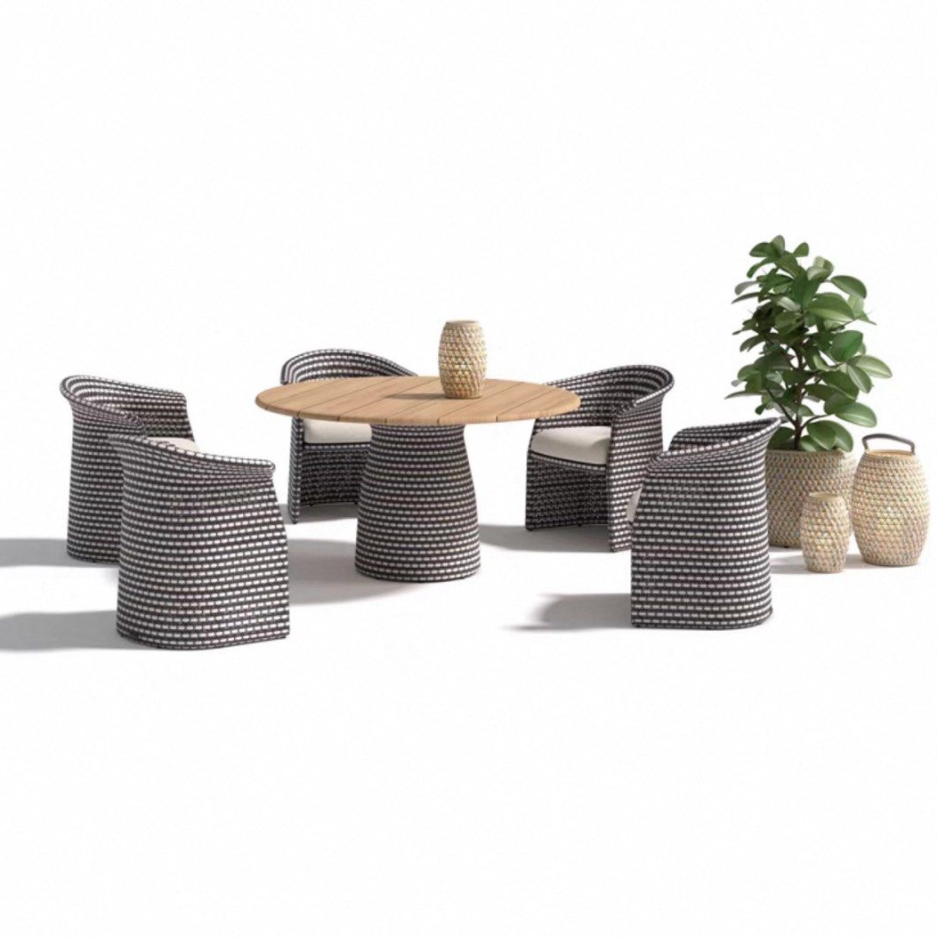 TRENWICK Modern Teak Wood Outdoor Table & Chairs - Urban Mood Singapore