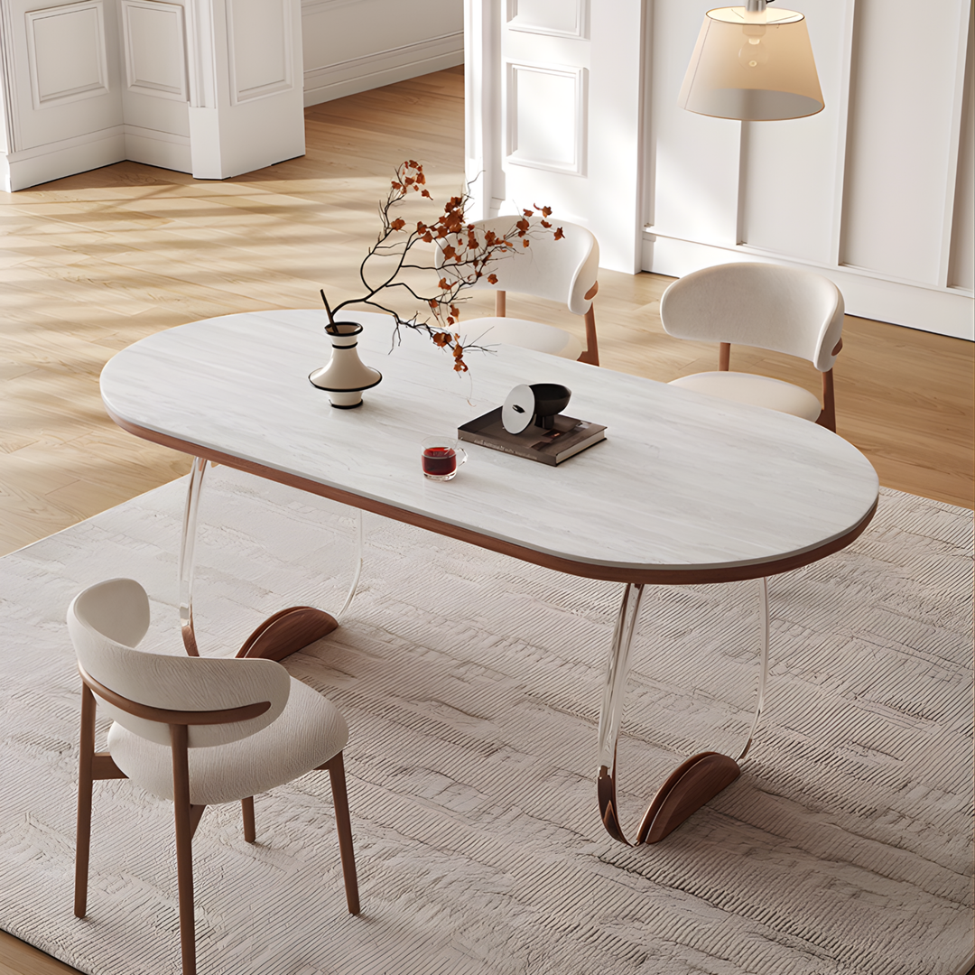 TRUSSE Modern Travertine Sintered Stone Dining Table - Urban Mood Singapore