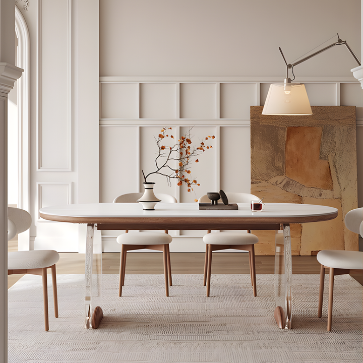 TRUSSE Modern Travertine Sintered Stone Dining Table - Urban Mood Singapore