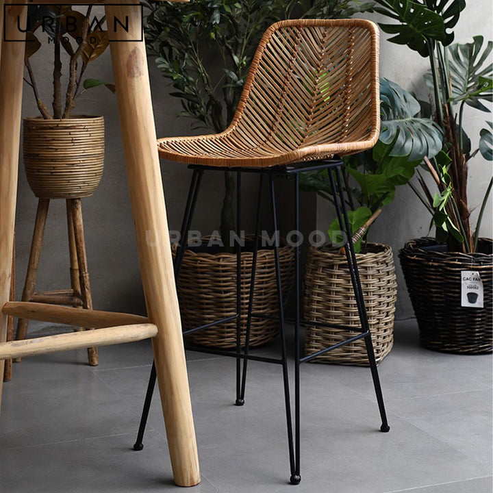 TUFF Rustic Rattan Bar Stool